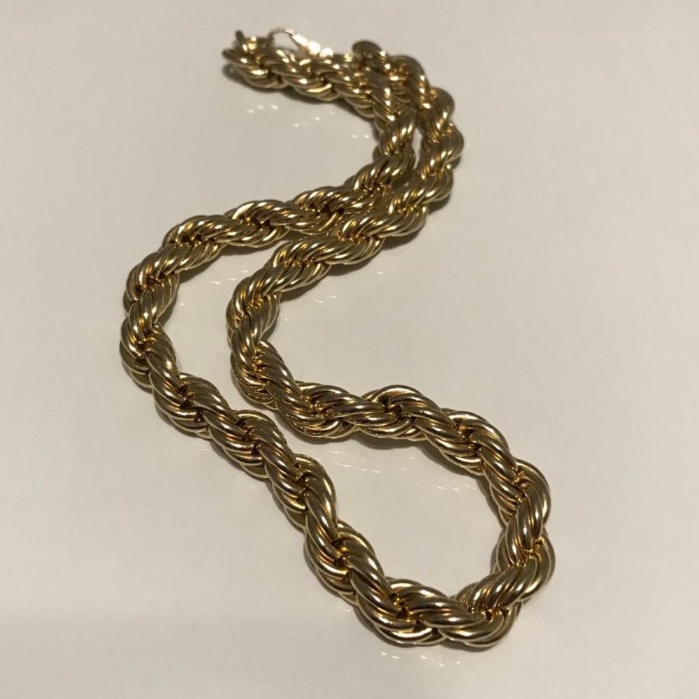 Thick Gold-Tone Rope Twist Chain Necklace - Picture 7 of 8